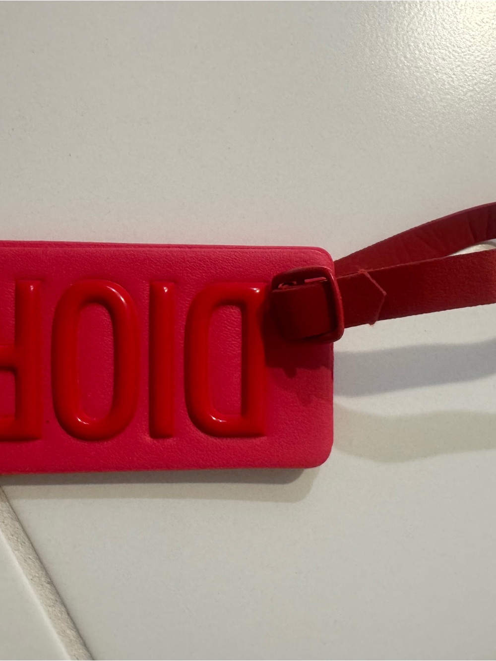 Dior Red Luggage Tag with Raised Lettering